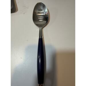 FIESTA 1 slotted serving spoon Hostess flatware Fiestaware BLUE Silverware